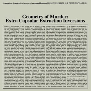 Geometry of Murder: Extra Capsular Extraction Inve