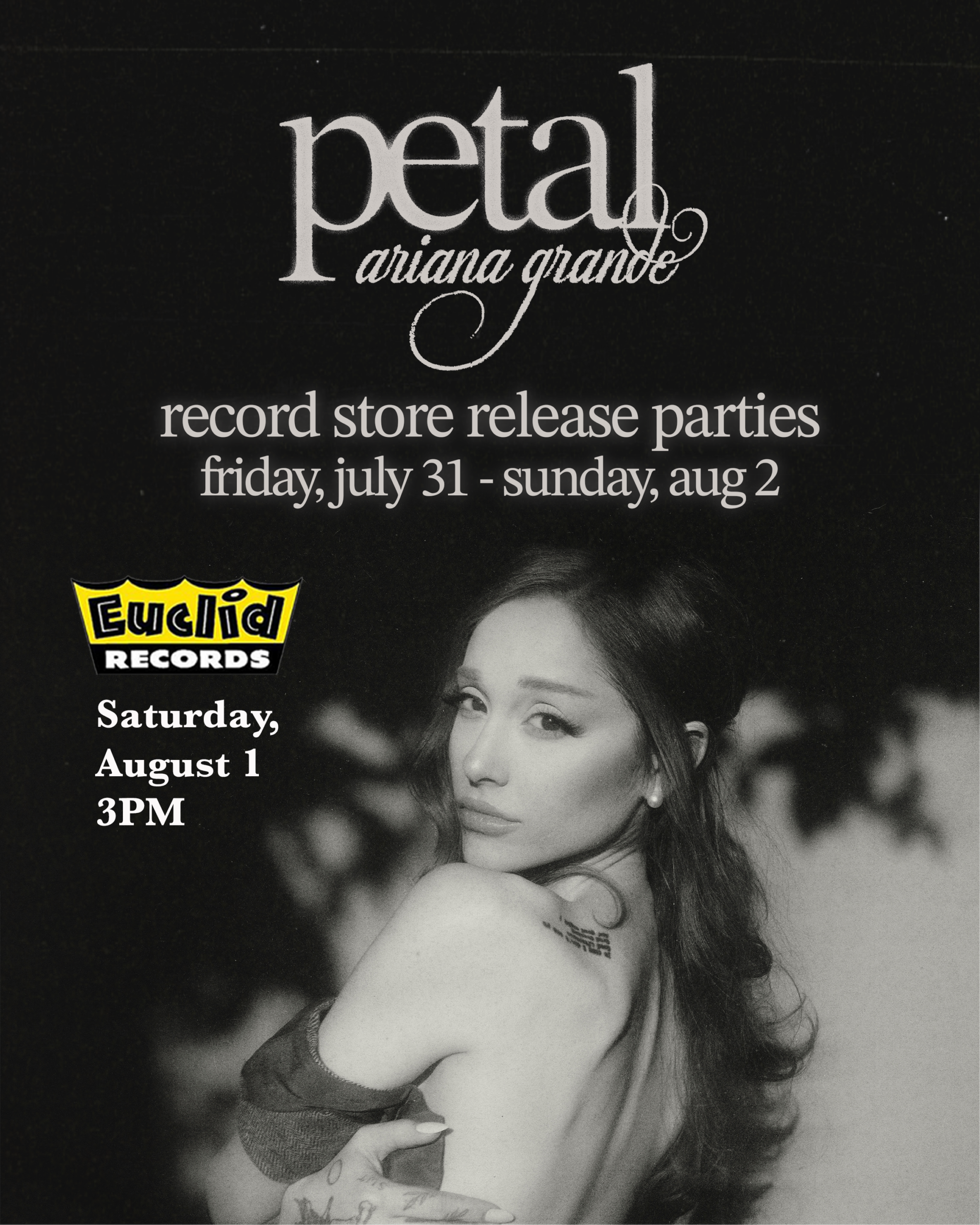 Euclid Records ARIANA_RELEASE EVENTS MAIN GRAPHIC Ariana Grande Release Event at Euclid Records